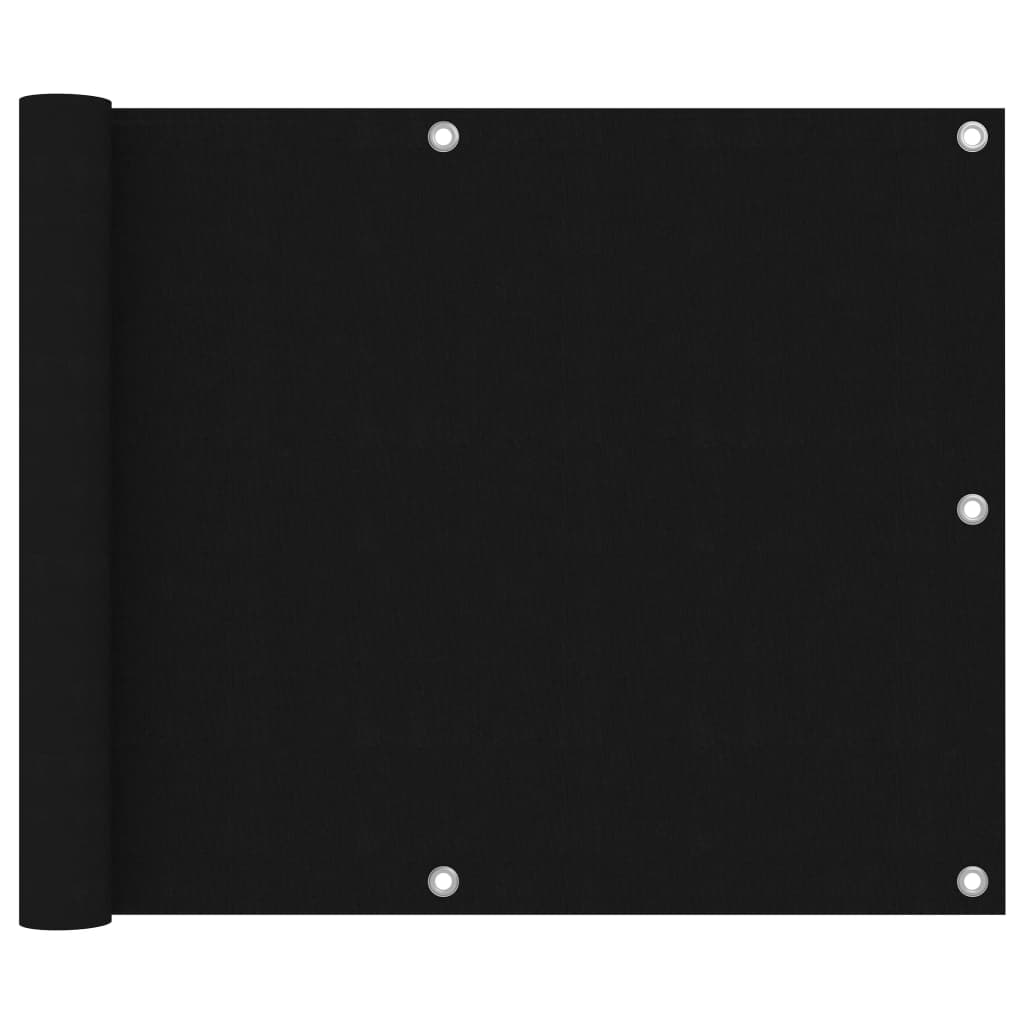 Paravento da Balcone Nero 75x600 cm in Tessuto Oxford