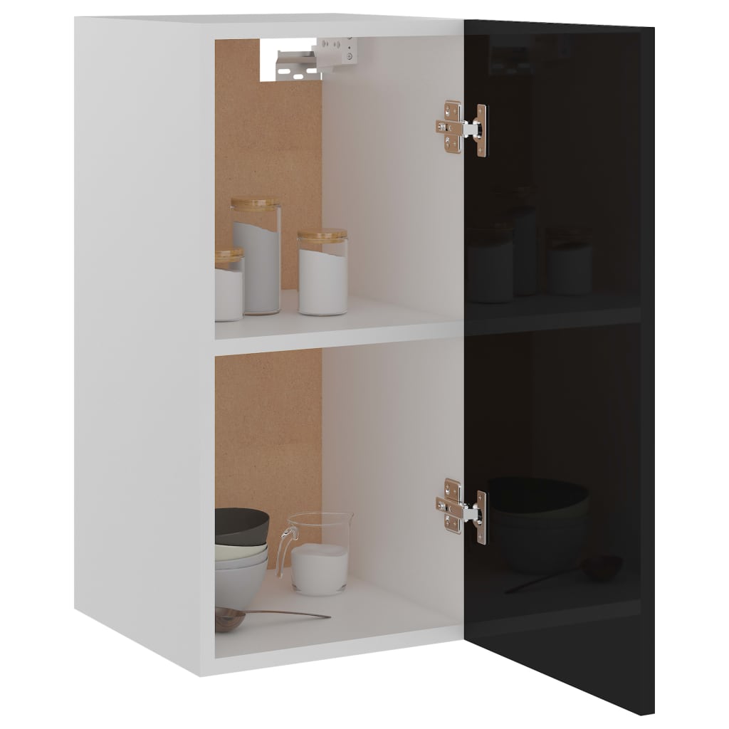 Mobile Pensile Nero Lucido 29,5x31x60 cm in Legno Multistrato