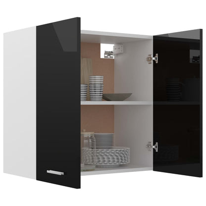 Mobile Pensile Nero Lucido 60x31x60 cm Legno Multistrato