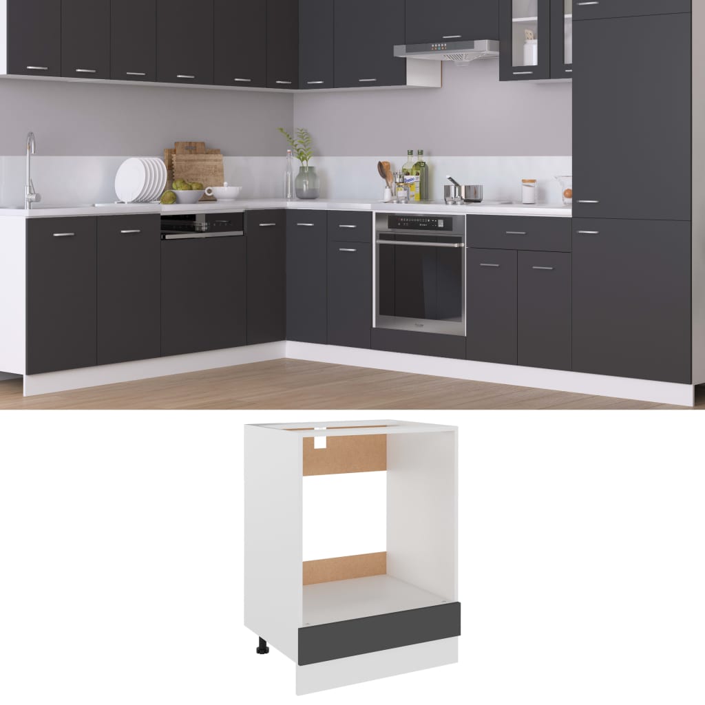 Mobile per Forno Grigio 60x46x81,5 cm in Legno Multistrato