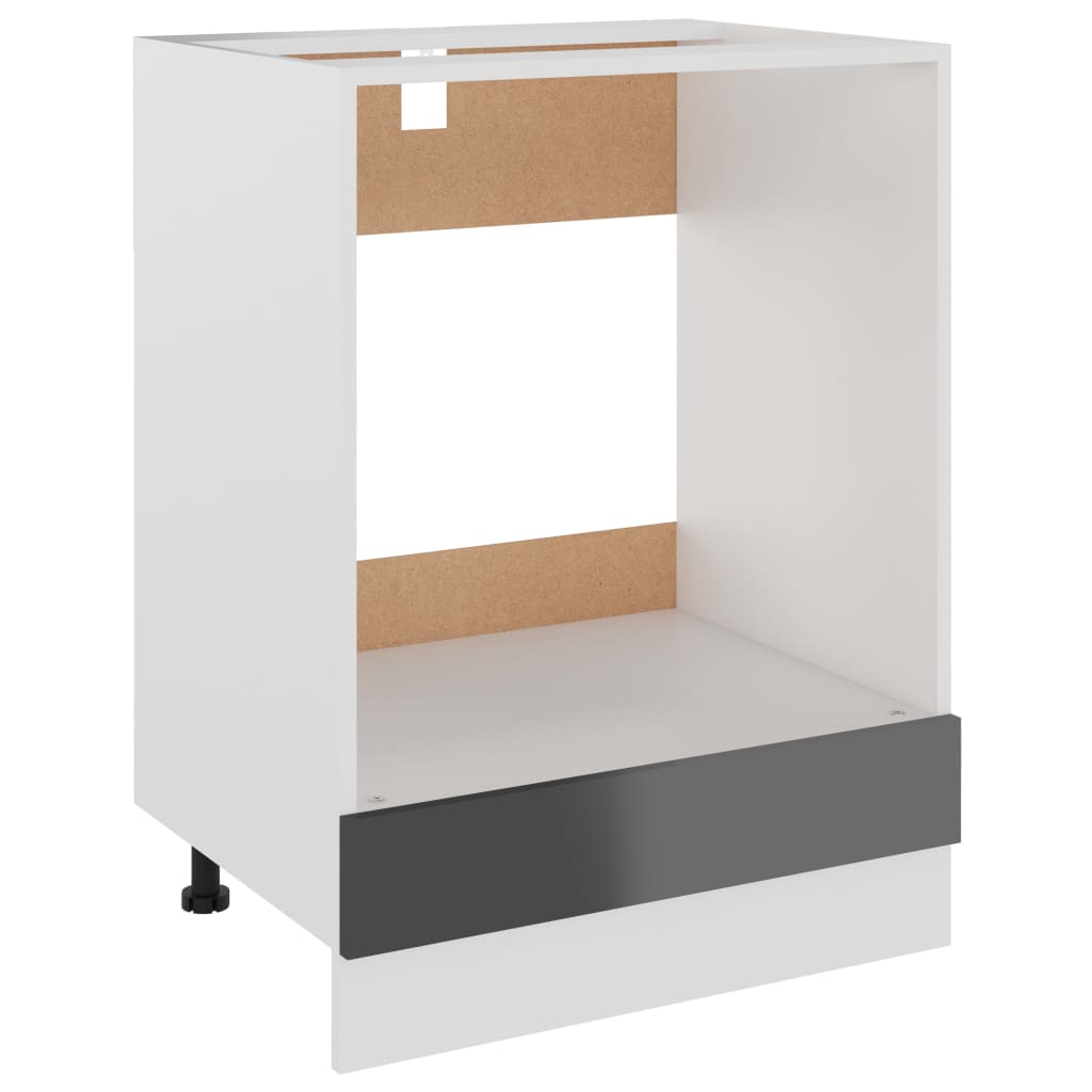 Mobile per Forno Grigio Lucido 60x46x81,5 cm Legno Multistrato