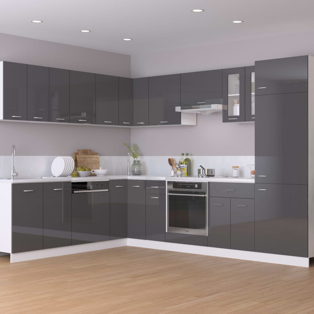 Mobile per Forno Grigio Lucido 60x46x81,5 cm Legno Multistrato