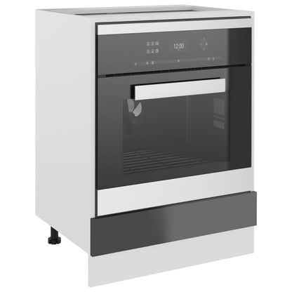 Mobile per Forno Grigio Lucido 60x46x81,5 cm Legno Multistrato