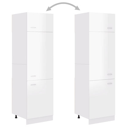 Mobile per Frigo Bianco Lucido 60x57x207 cm Legno Multistrato