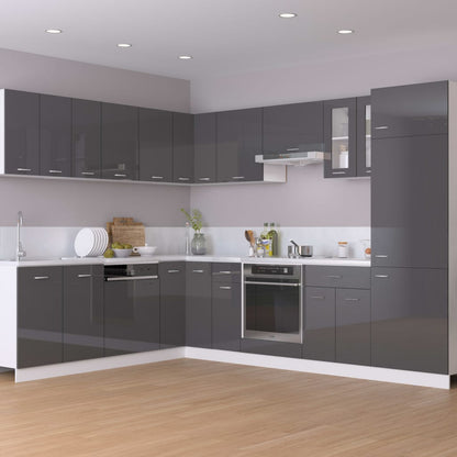 Mobile per Frigo Grigio Lucido 60x57x207 cm Legno Multistrato