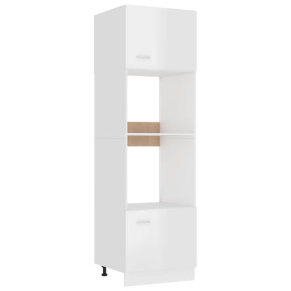Mobile Microonde Bianco Lucido 60x57x207 cm Legno Multistrato