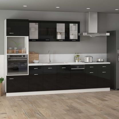 Pannello Lavastoviglie Nero Lucido 45x3x67 cm Legno Multistrato