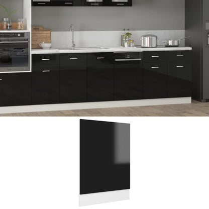 Pannello Lavastoviglie Nero Lucido 45x3x67 cm Legno Multistrato