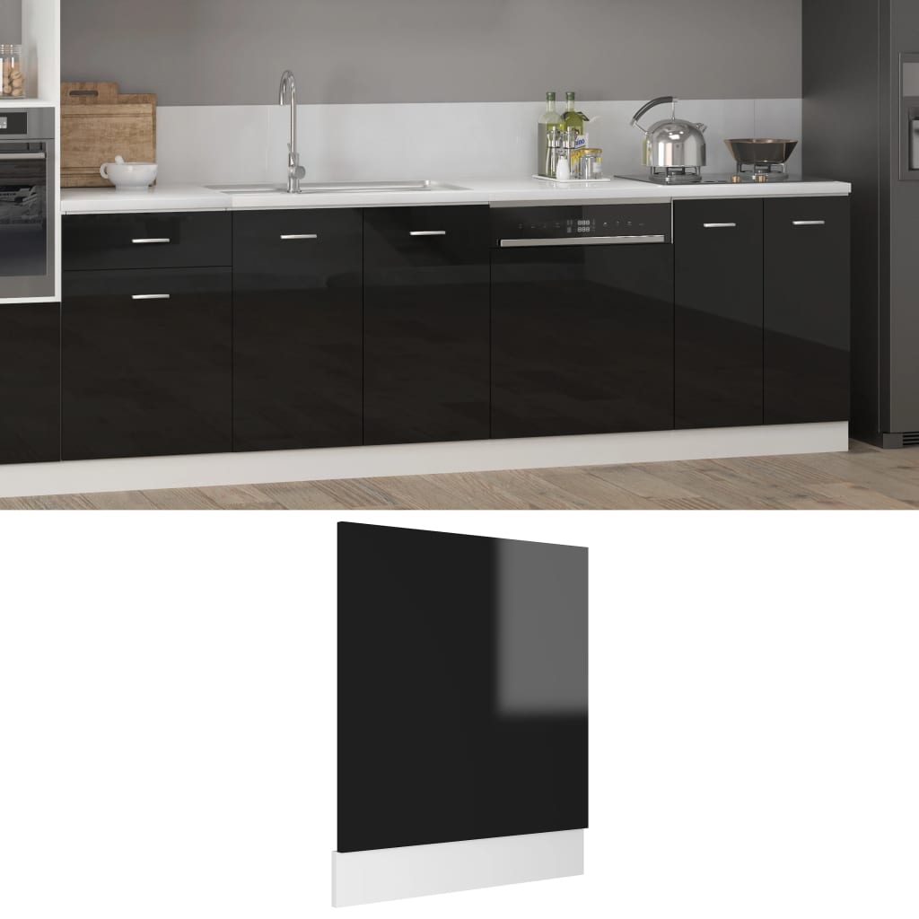 Pannello Lavastoviglie Nero Lucido 59,5x3x67 cm Multistrato