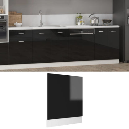 Pannello Lavastoviglie Nero Lucido 59,5x3x67 cm Multistrato