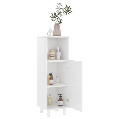 Mobile da Bagno Bianco Lucido 30x30x95 cm in Legno Multistrato