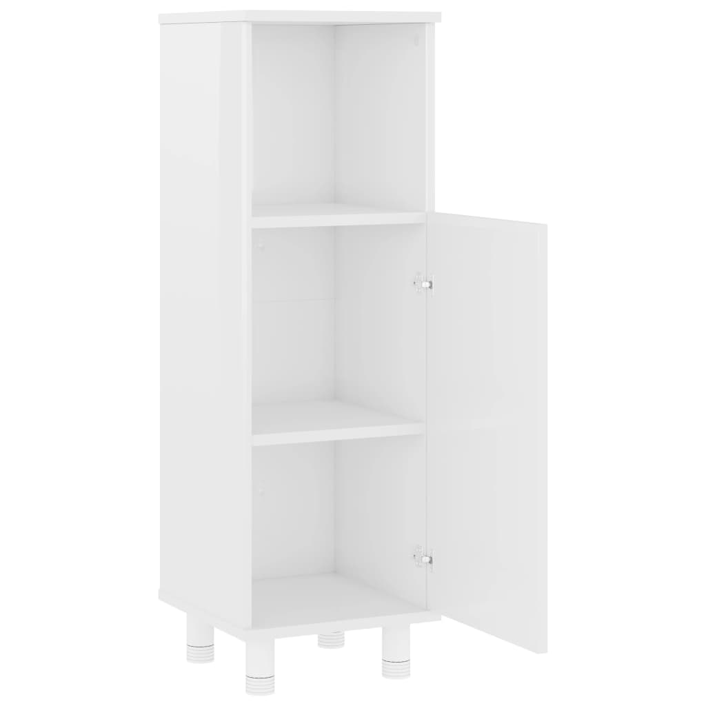 Mobile da Bagno Bianco Lucido 30x30x95 cm in Legno Multistrato
