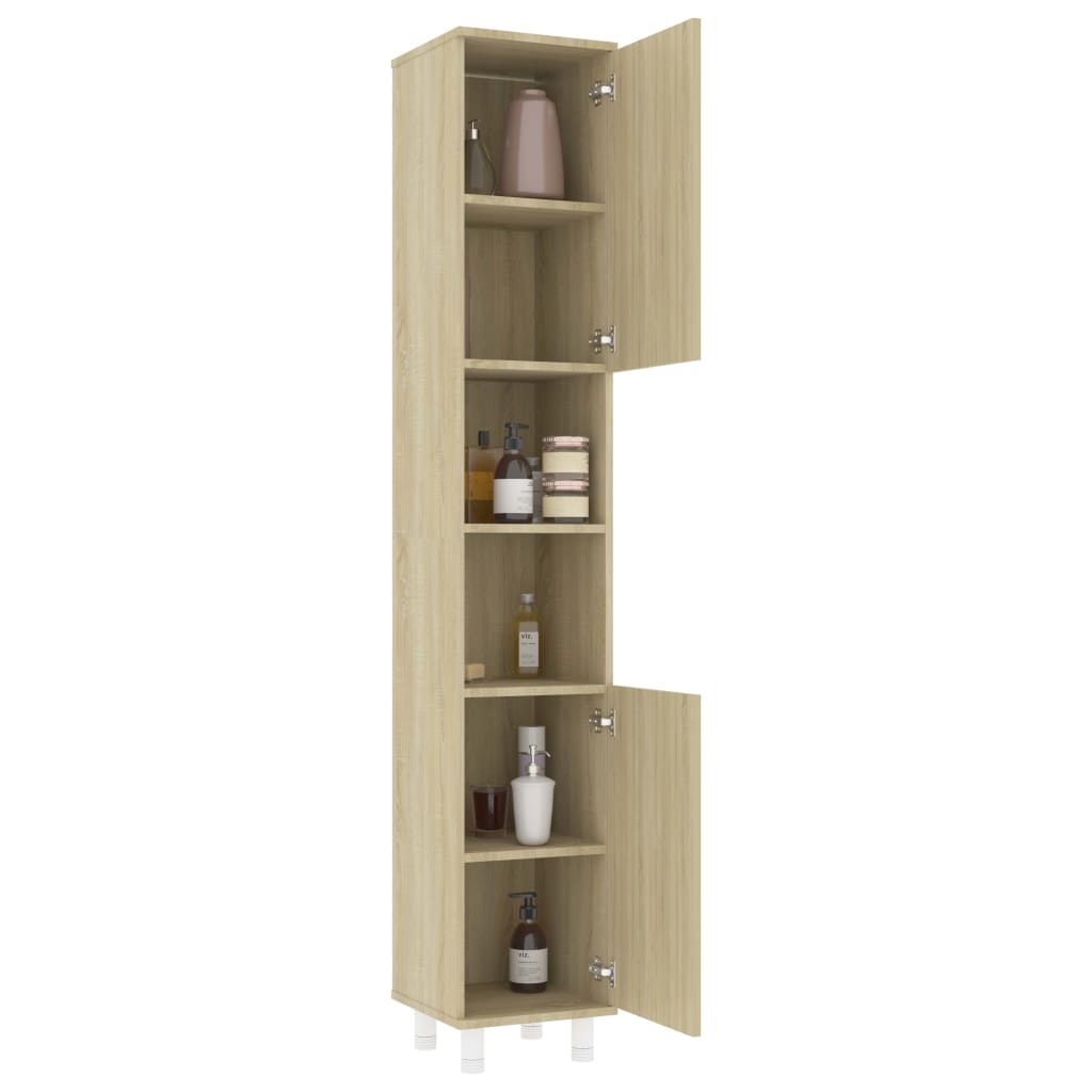 Mobile da Bagno Rovere Sonoma 30x30x179 cm in Legno Multistrato