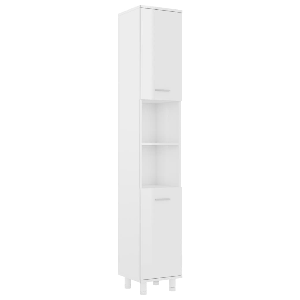 Mobile da Bagno Bianco Lucido 30x30x179 cm in Legno Multistrato