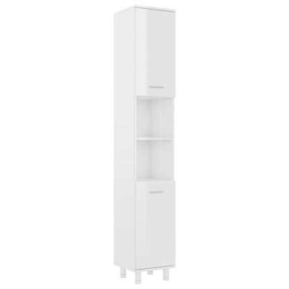 Mobile da Bagno Bianco Lucido 30x30x179 cm in Legno Multistrato