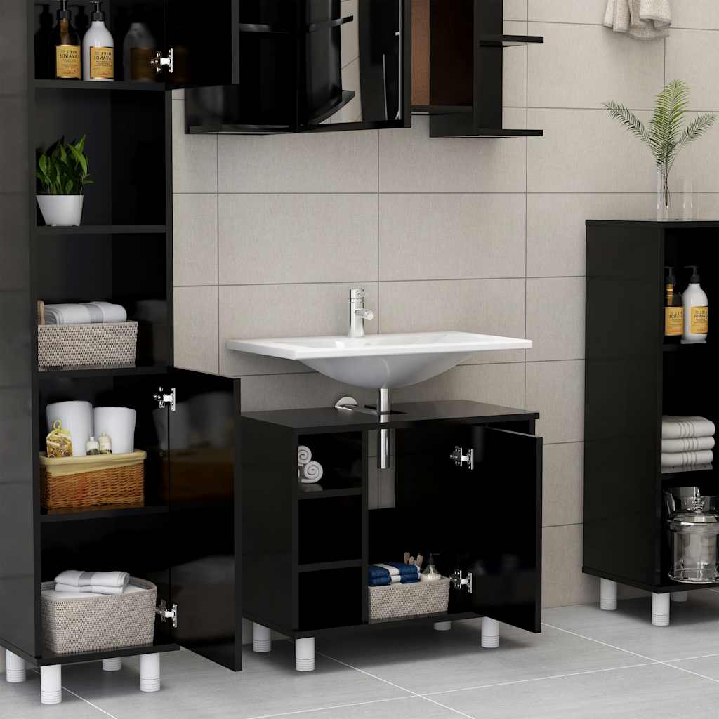 Mobile da Bagno Nero 60x32x53,5 cm in Legno Multistrato