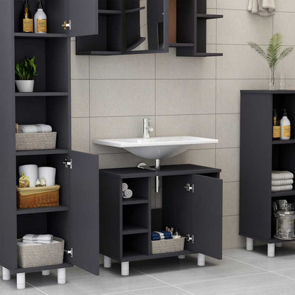 Mobile da Bagno Grigio 60x32x53,5 cm in Legno Multistrato