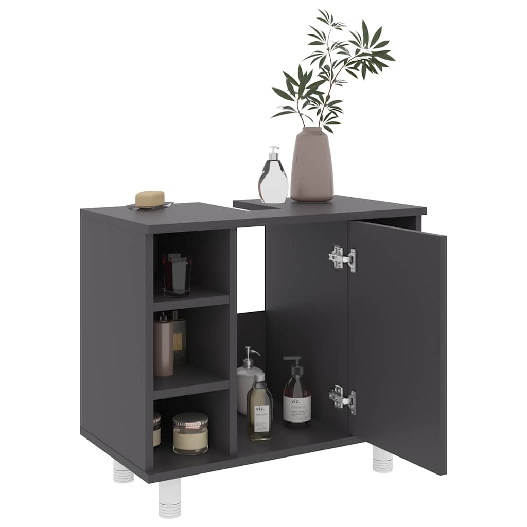 Mobile da Bagno Grigio 60x32x53,5 cm in Legno Multistrato