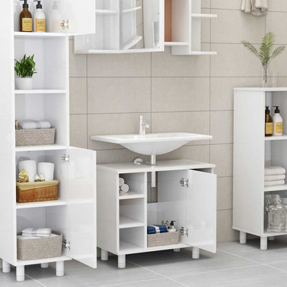 Mobile da Bagno Bianco Lucido 60x32x53,5cm in Legno Multistrato