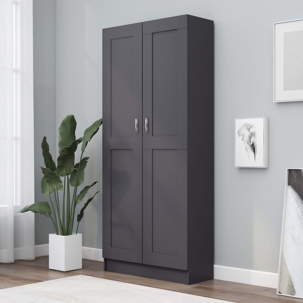 Libreria Grigia 82,5x30,5x185,5 cm in Legno Multistrato