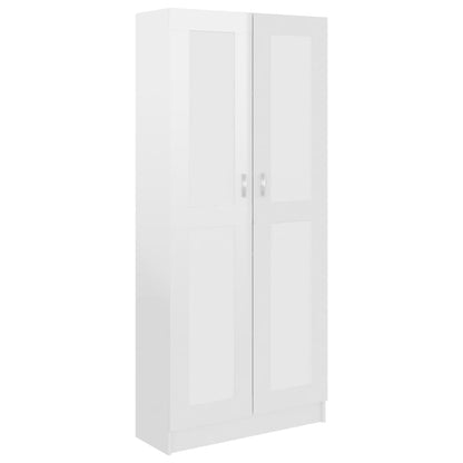 Libreria Bianco Lucido 82,5x30,5x185,5 cm in Legno Multistrato