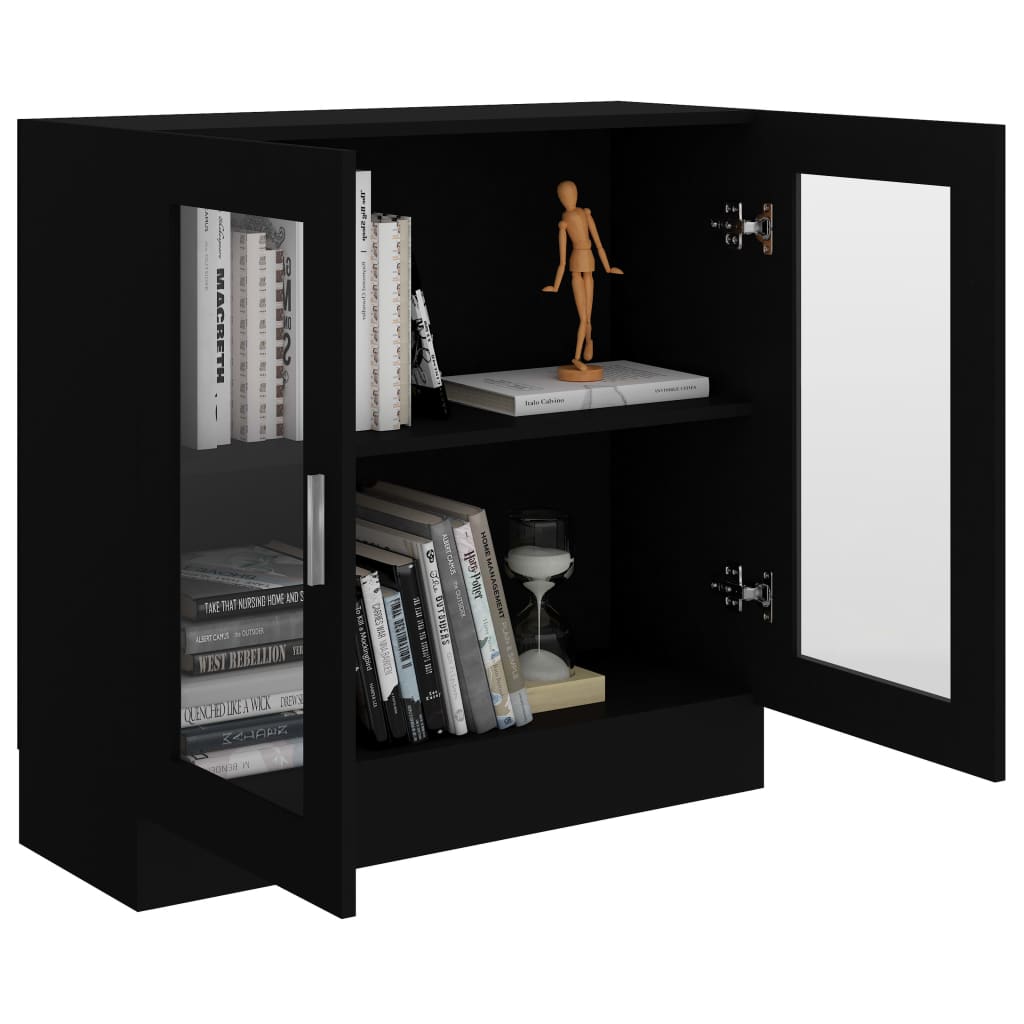 Armadietto con Vetrina Nero 82,5x30,5x80 cm Legno Multistrato