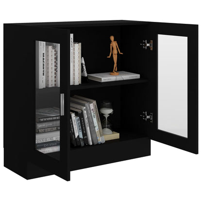 Armadietto con Vetrina Nero 82,5x30,5x80 cm Legno Multistrato