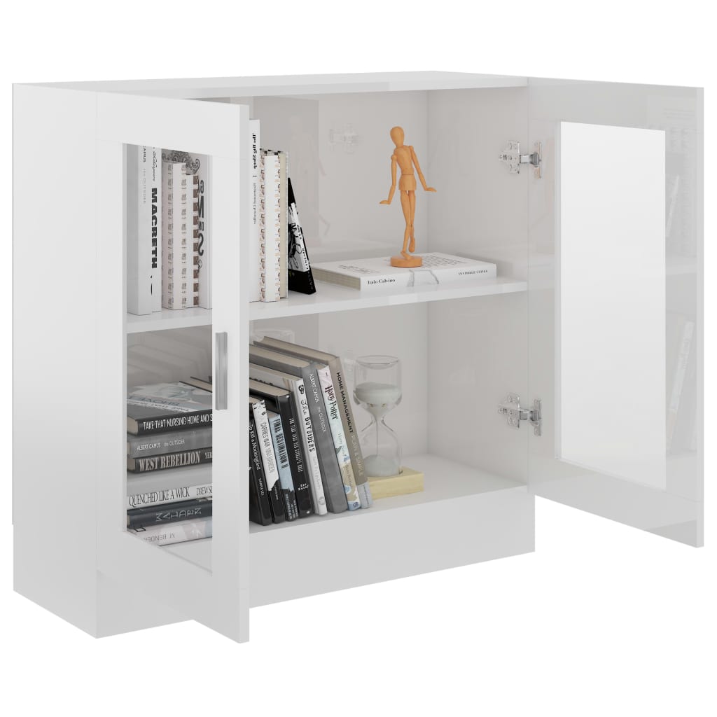 Armadietto Vetrina Bianco Lucido 82,5x30,5x80 cm Multistrato