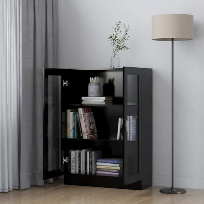 Armadietto con Vetrina Nero 82,5x30,5x115 cm Legno Multistrato
