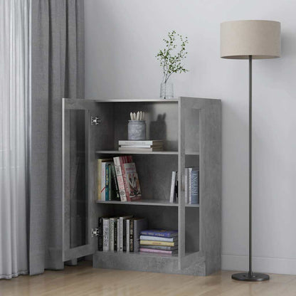 Armadietto Vetrina Grigio Cemento 82,5x30,5x115 cm Multistrato
