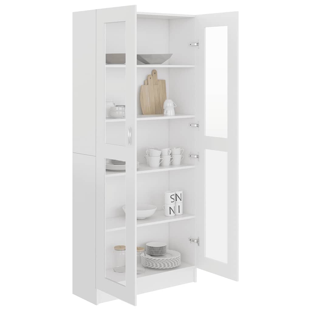 Armadietto Vetrina Bianco 82,5x30,5x185,5 cm Legno Multistrato