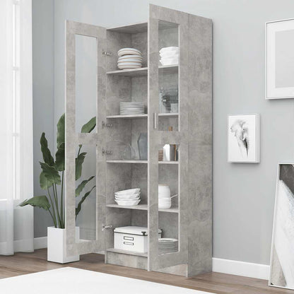 Armadietto Vetrina Grigio Cemento 82,5x30,5x185,5cm Multistrato