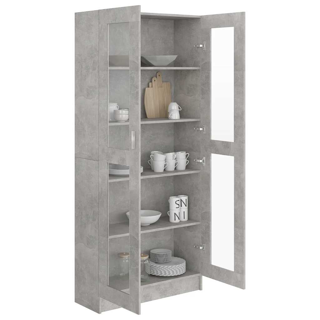 Armadietto Vetrina Grigio Cemento 82,5x30,5x185,5cm Multistrato