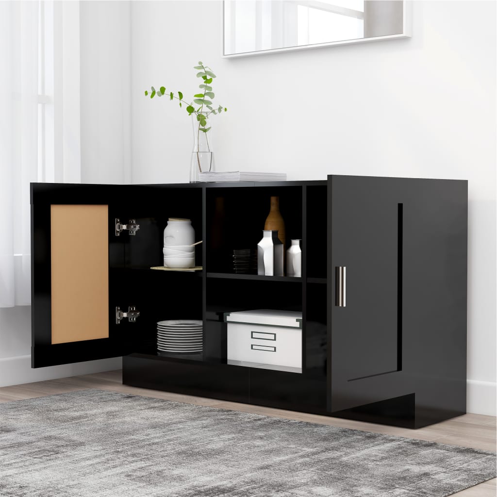 Credenza Nera 120x30,5x70 cm in Legno Multistrato