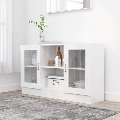 Armadietto Vetrina Bianco Lucido 120x30,5x70 cm Multistrato