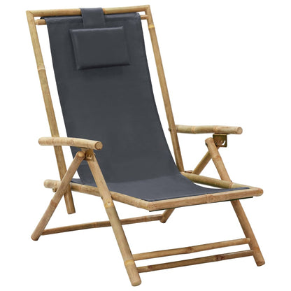 Sedia Relax reclinabile Grigio Scuro in BambÃ¹ e Tessuto