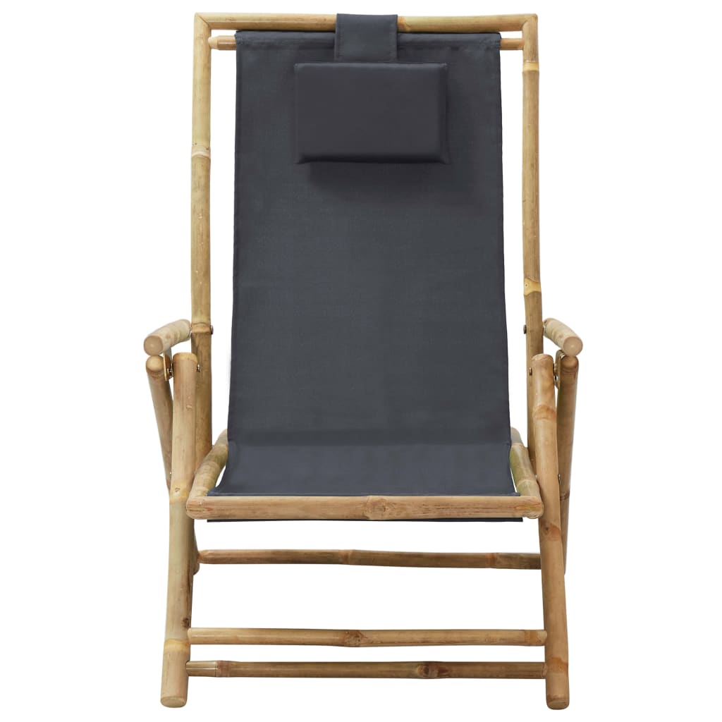 Sedia Relax reclinabile Grigio Scuro in BambÃ¹ e Tessuto
