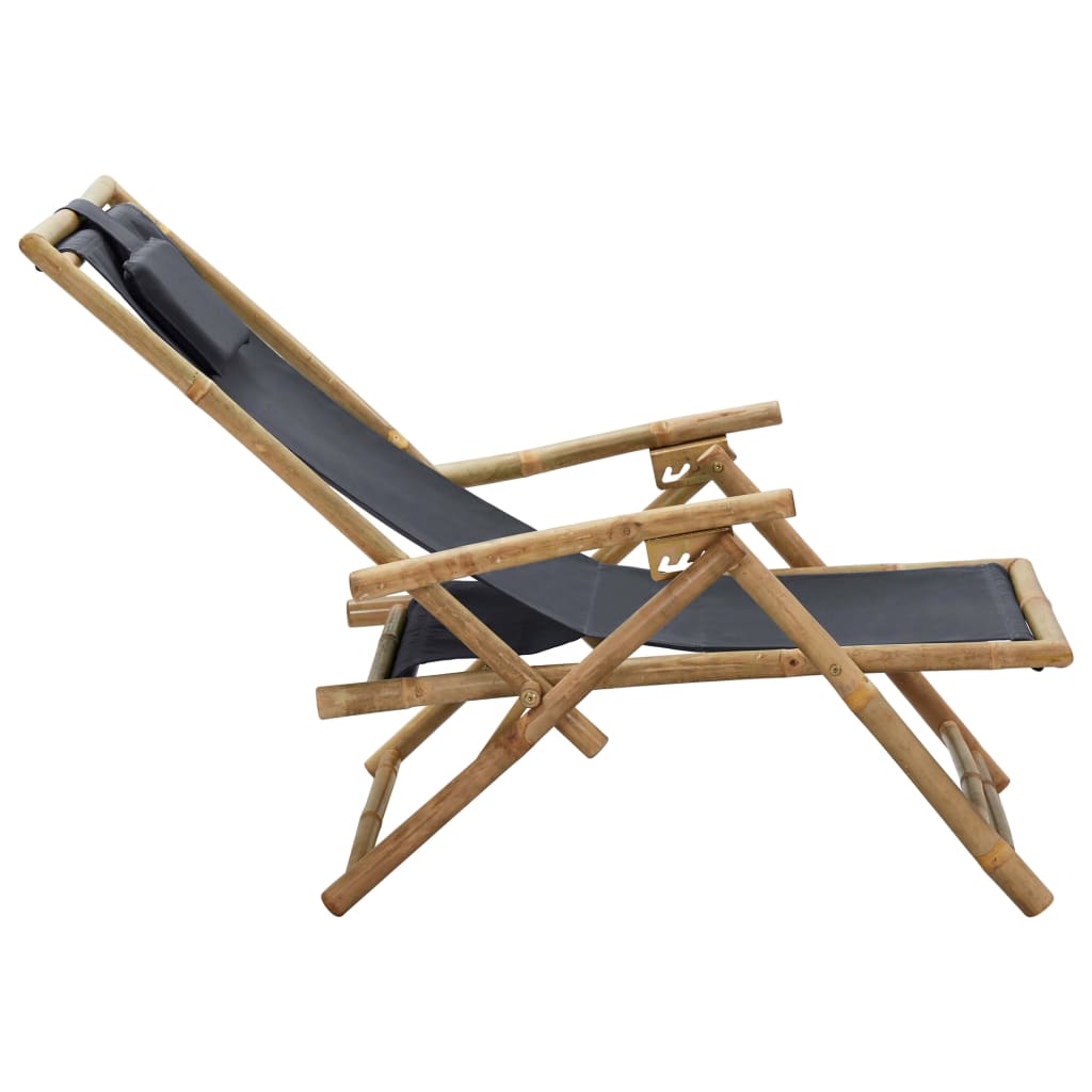 Sedia Relax reclinabile Grigio Scuro in BambÃ¹ e Tessuto