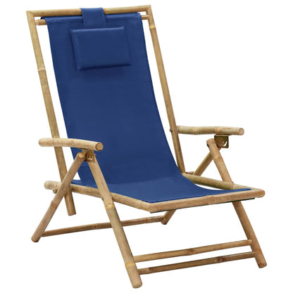 Sedia Relax reclinabile Blu Marino in BambÃƒÂ¹ e Tessuto