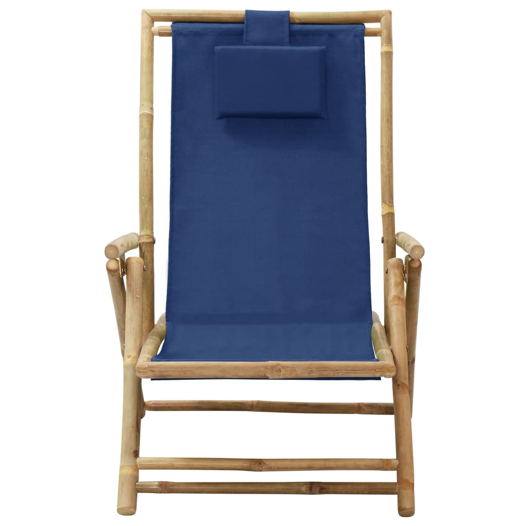 Sedia Relax reclinabile Blu Marino in BambÃƒÂ¹ e Tessuto