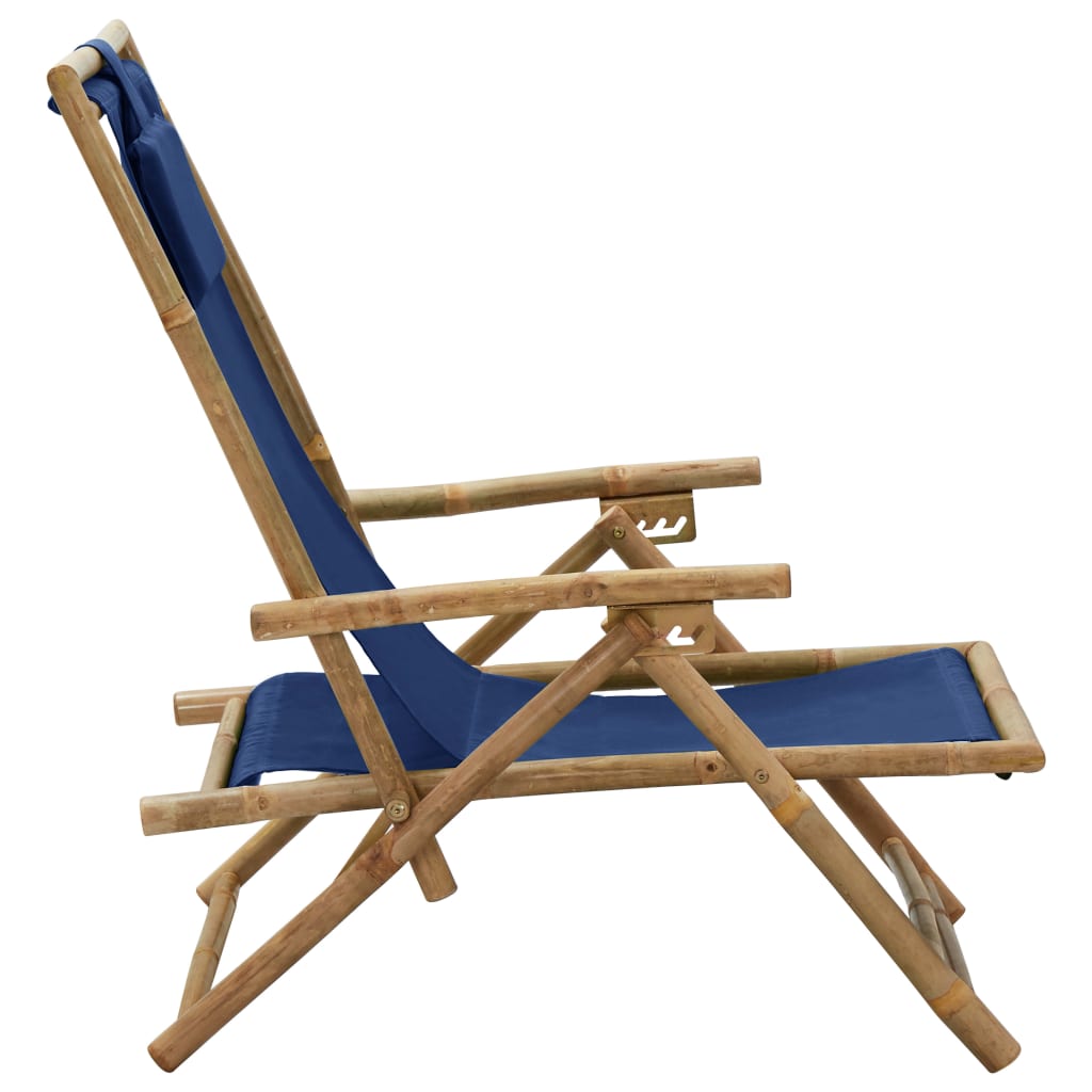 Sedia Relax reclinabile Blu Marino in BambÃƒÂ¹ e Tessuto