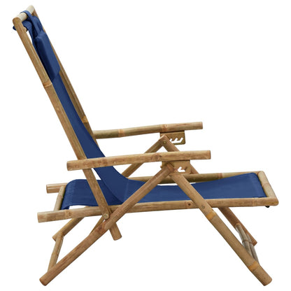 Sedia Relax reclinabile Blu Marino in BambÃƒÂ¹ e Tessuto