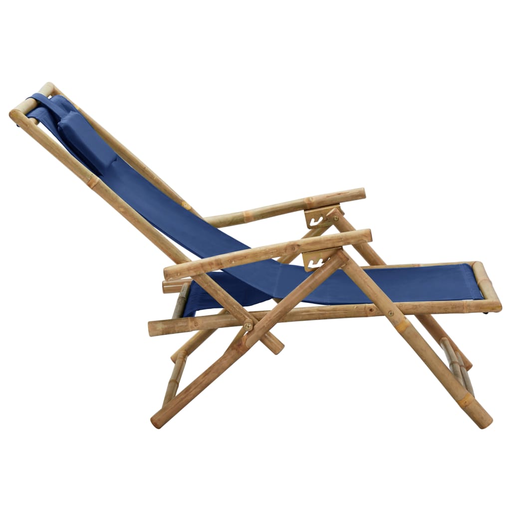 Sedia Relax reclinabile Blu Marino in BambÃƒÂ¹ e Tessuto