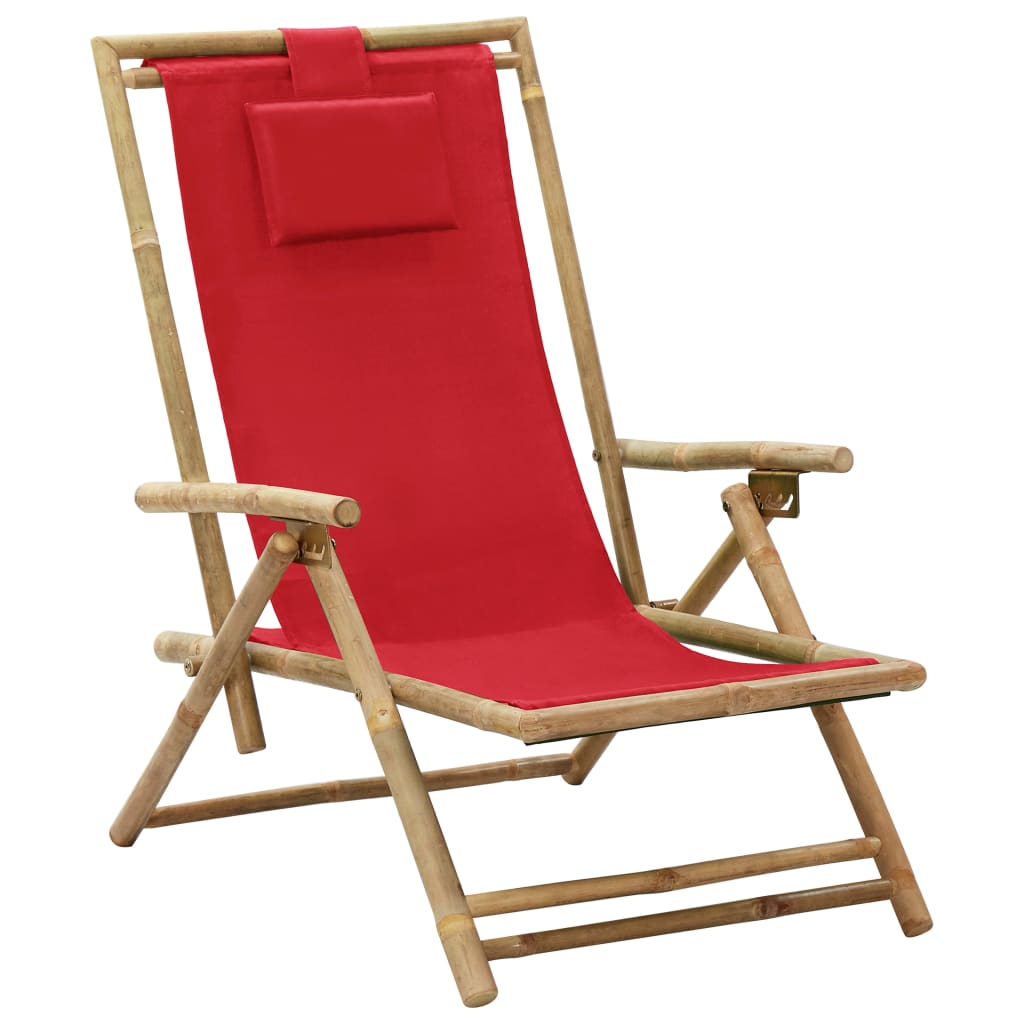 Sedia Relax Reclinabile Rossa in BambÃ¹ e Tessuto