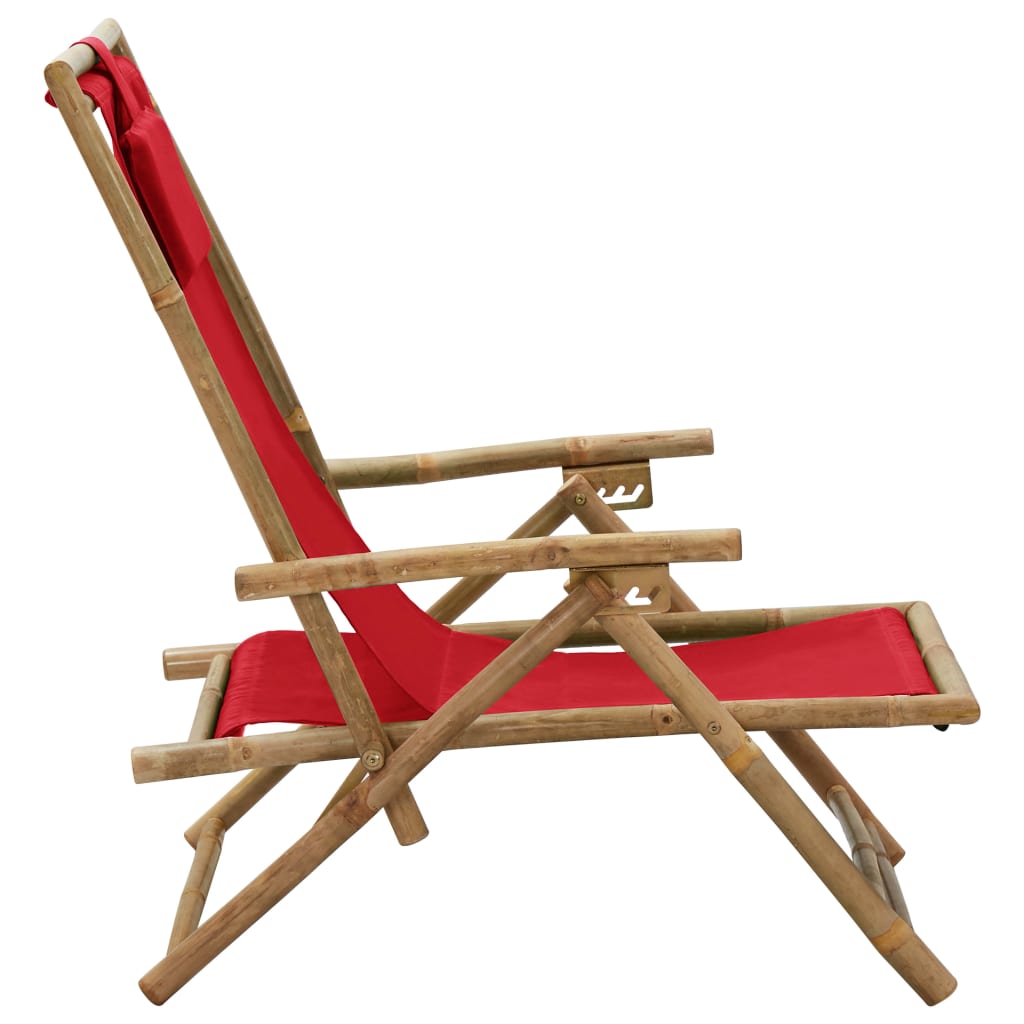 Sedia Relax Reclinabile Rossa in BambÃ¹ e Tessuto