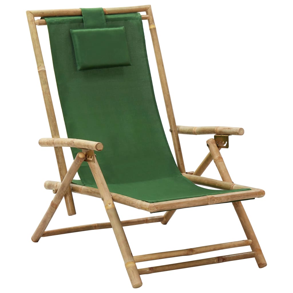 Sedia Relax Reclinabile Verde in BambÃƒÂ¹ e Tessuto