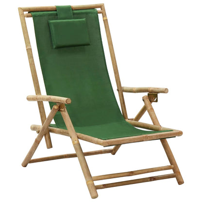 Sedia Relax Reclinabile Verde in BambÃƒÂ¹ e Tessuto