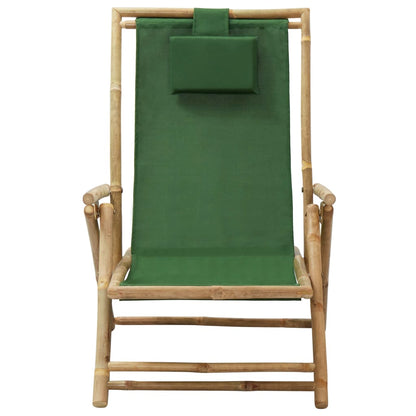 Sedia Relax Reclinabile Verde in BambÃƒÂ¹ e Tessuto