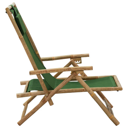 Sedia Relax Reclinabile Verde in BambÃƒÂ¹ e Tessuto