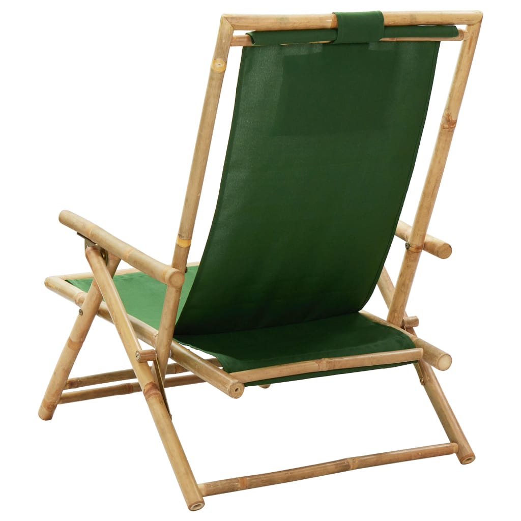 Sedia Relax Reclinabile Verde in BambÃƒÂ¹ e Tessuto